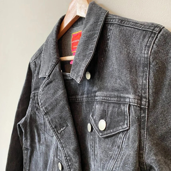 Isaac Mizrahi for Target Women's Medium Double Breasted Black Denim Jean Jacket - Picture 10 of 16